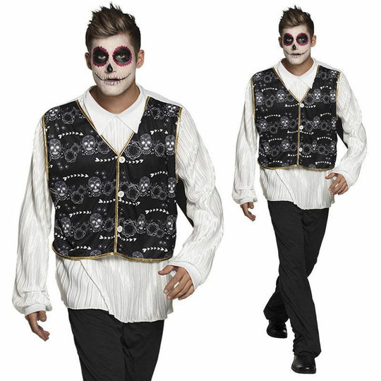 Mens Senor Muerto Costume Day Of The Dead Halloween Fancy Dress Outfit