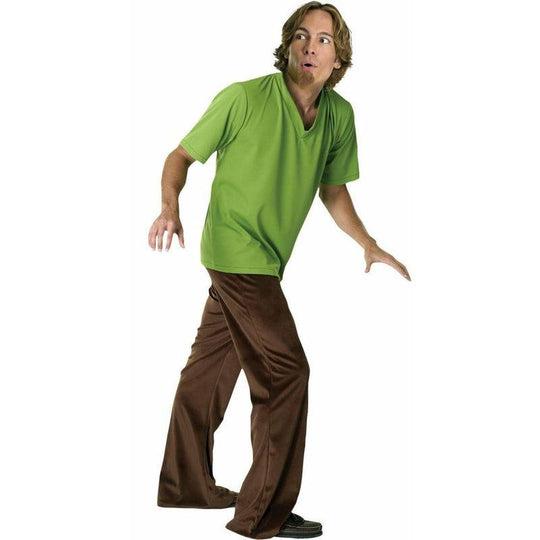 Mens Shaggy Scooby Doo Cartoon Fancy Dress Costume & Wig