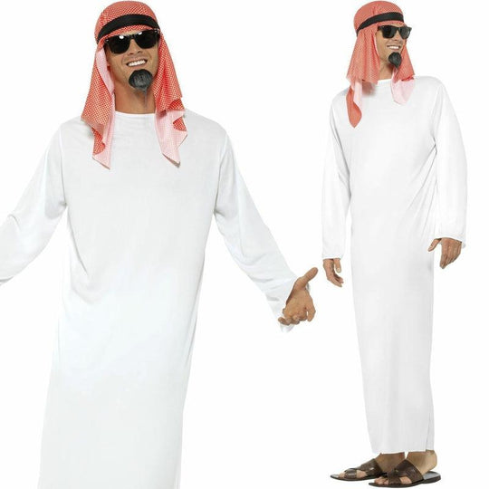 Mens Sheikh Costume Arab Prince Sultan Arabian Robe Fancy Dress Outfit