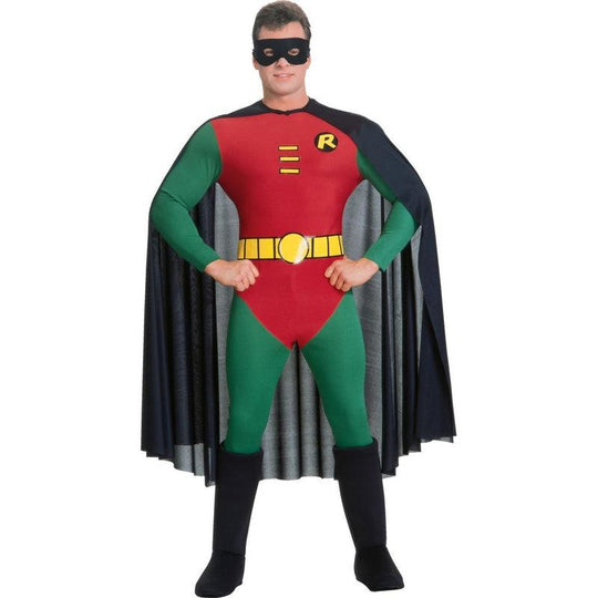 Mens Traditional Robin Costume Superhero Batman Adult Fancy Dress Outfit