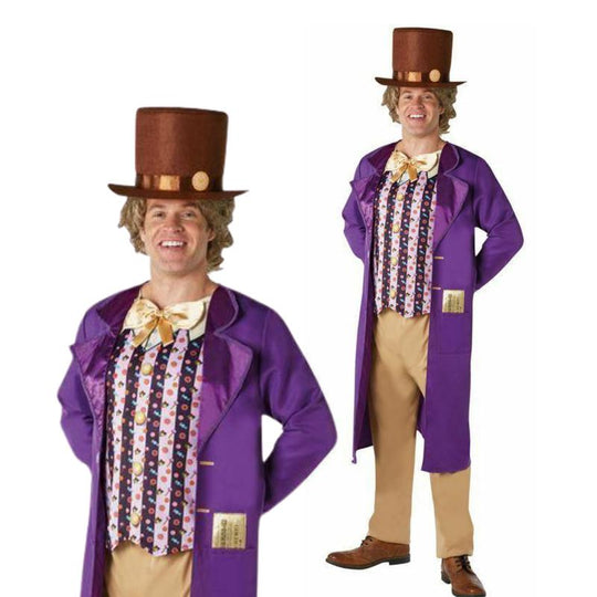 Mens Willy Wonka Costume Roald Dahl Chocolate Factory Book Day Adult Fancy Dress