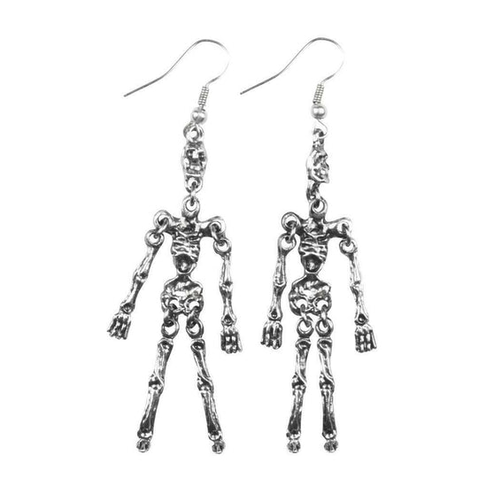 Metal Skeleton Earrings Halloween Fancy Dress Costume Accessory