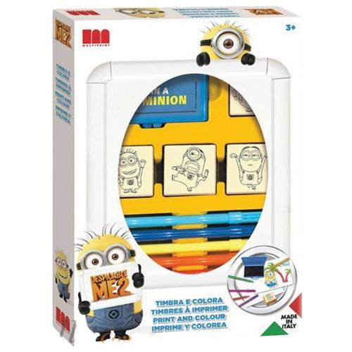 Minions Kids Art Ink Pad 4 Stamps & 7 Felt Tip Pens Colouring Craft Set