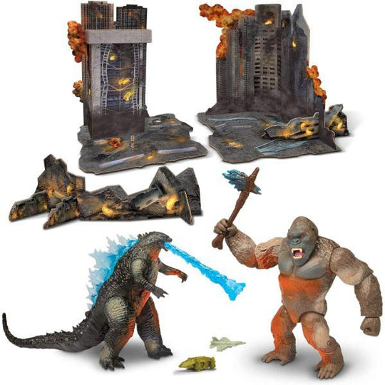Monsterverse Godzilla vs Kong City Battle Diorama Toy Action Figure Play Set