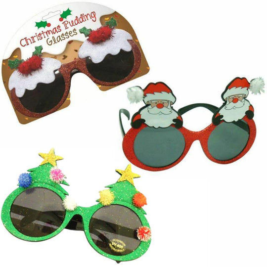Novelty Christmas Xmas Party Glittery Sparkly Sunglasses Fun Festive Glasses