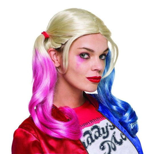 Official Suicide Squad Harley Quinn Pig Tail Wig Fancy Dress Costume Accessory