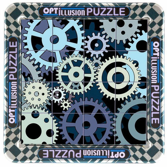 Optilussion Cogs Puzzle Magnetic Optical Illusion Lenticular Jigsaw Puzzle Tin