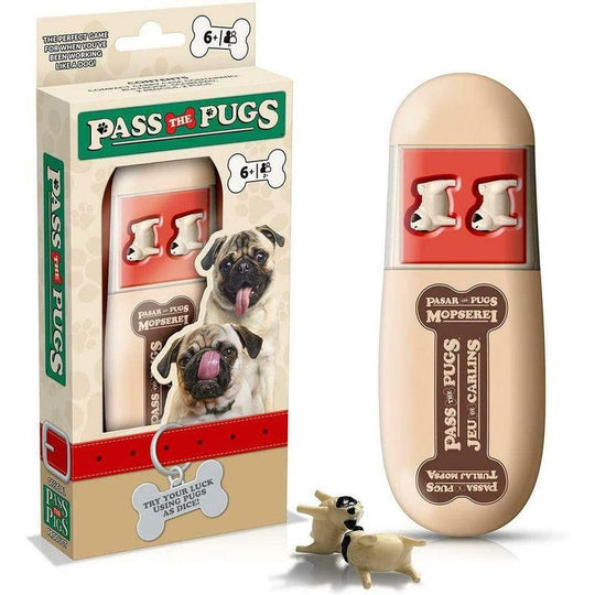 Pass The Pugs Dice Game With Compact Case - Try Your Luck With Pugs As Dice!