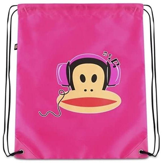 Paul Frank Julius Monkey Headphones Nylon Drawstring Gym Bag - Pink