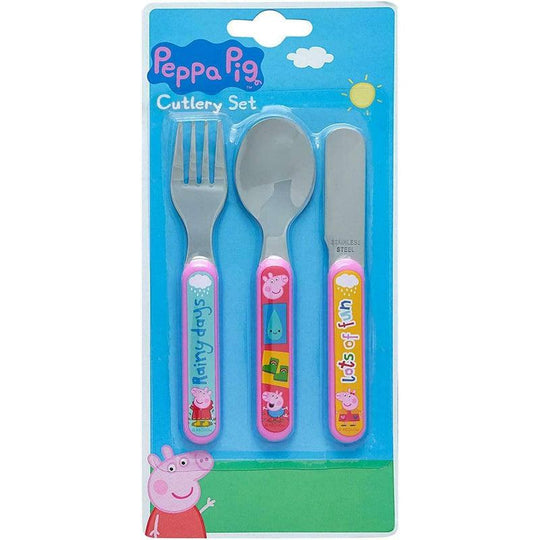 Peppa Pig 3 Piece Metal Cutlery Set Kids Childrens Knife, Fork & Spoon