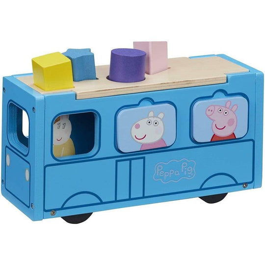 Peppa Pig Wooden School Bus with Miss Rabbit Figure