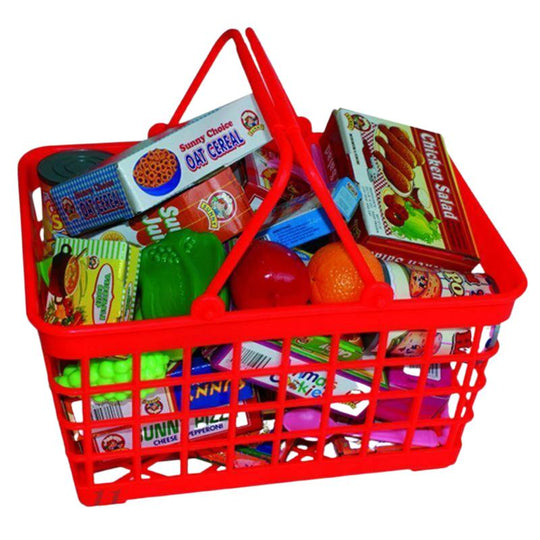 Peterkin Supermarket Grocery Basket Shopping Bag With Food Role Play Toy