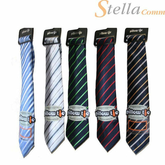 PillowTie Inflatable Pillow Tie Stripe Necktie Soft Silk Secret Santa Xmas Gift