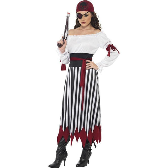Pirate Woman Costume Caribbean Lady Fancy Dress Outfit Womens Adult Size 8-18