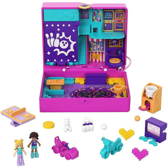 Polly Pocket Big World Race & Rock Arcade Video Game Compact Micro Dolls Playset