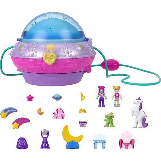 Polly Pocket Double Play Spaceship Princess Compact Micro Dolls Playset