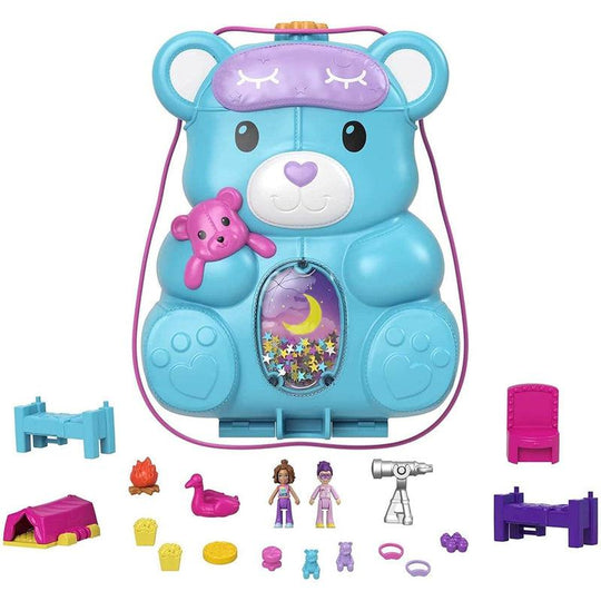 Polly Pocket Sleepover Teddy Bear Compact Micro Dolls Purse Toy Playset