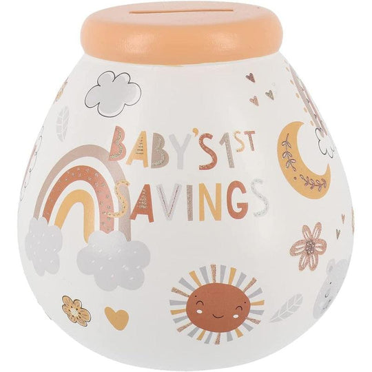 Pot of Dreams Ceramic Money Box Baby's First Savings Rainbow