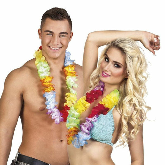 Rainbow Hawaiian Lei Flower Garland Hawaii Summer Beach Party