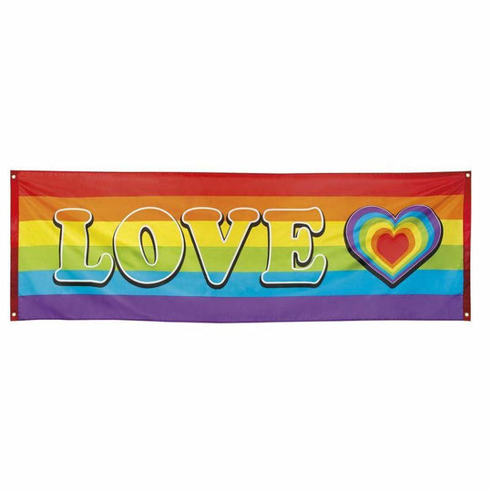 Rainbow Love Heart Banner Gay Pride Festival 74 x 220cm