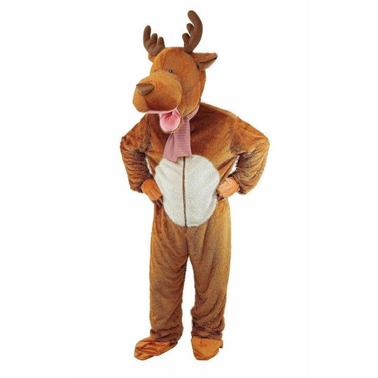 Reindeer Mascot Costume Big Head Moose Christmas Fancy Dress Adult Outfit