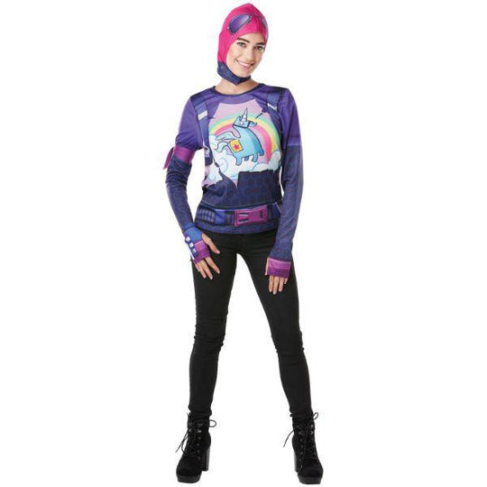 Rubie's Fortnite Brite Bomber Printed Top & Snood Fancy Dress Costume Accessory