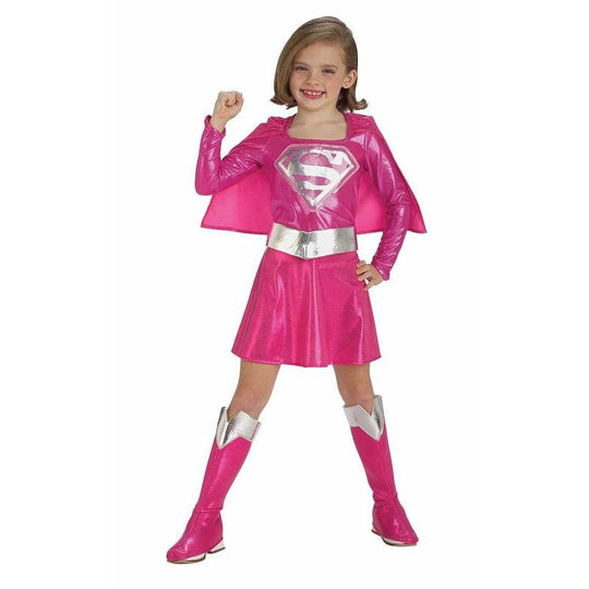 Rubies Girls Pink Supergirl Superhero Super Girl Kids Fancy Dress Costume