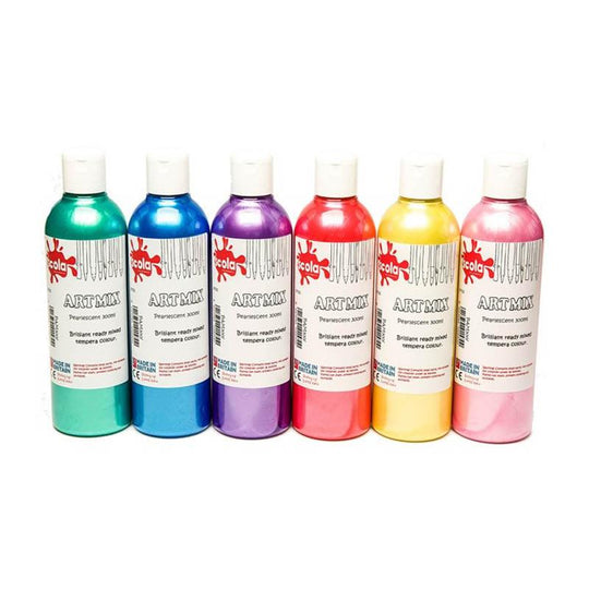 Scola 300ml Bottles Pearl Artmix Lustre Acrylic Ceramic & Craft Paints x 6