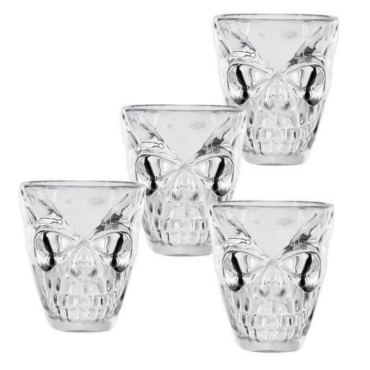 Set Of 4 Skull Shot Glasses Halloween Party