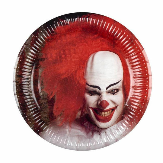 Set Of 6 Horror Scary Clown Paper Plates Halloween Party Tableware