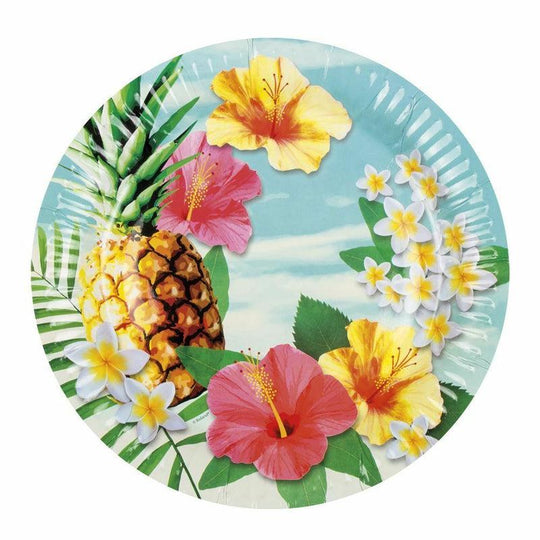 Set Of 6 Paradise Paper Plates Tropical Hawaiian Party Tableware