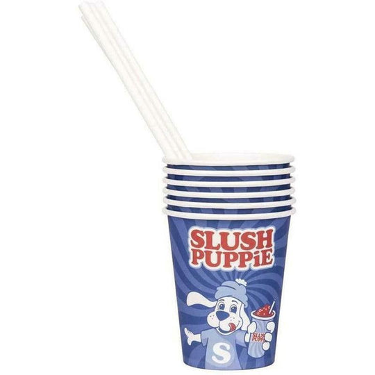 Slush Puppie 20 Paper Cups & Paper Straws Iced Drink Holders Classic Iconic