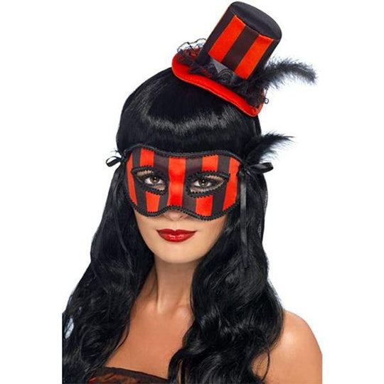 Smiffys Burlesque Hat & Eyemask Set Women's Fancy Dress Costume Accessory