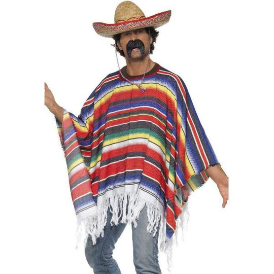 Smiffys Mexican Poncho Adult Unisex Fancy Dress Costume