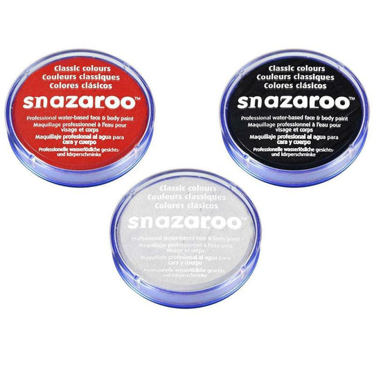 Snazaroo 18ml Red Black & White Face Paint Halloween Fancy Dress Make Up