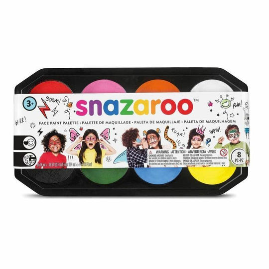 Snazaroo Jumbo Face Body Paint Palette Kit 8 x 18ml Colours Fancy Dress Make Up