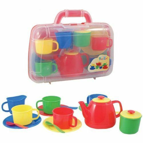 Tea Set Carry Case Play Set Childrens Roleplay Toy Plastic Primary Teaset