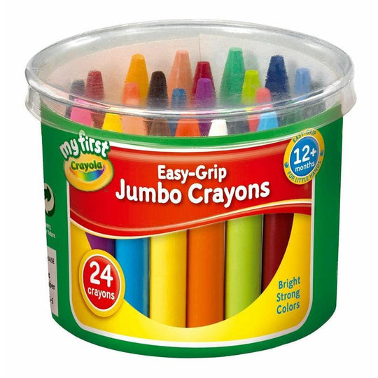 Tub Of 24 Crayola My First Jumbo Wax Crayons Kids Easy Grip Chunky Colouring