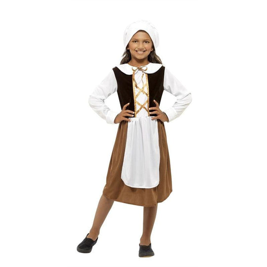 Tudor Girl Costume Victorian Maid Orphan Child Book Day Fancy Dress Outfit