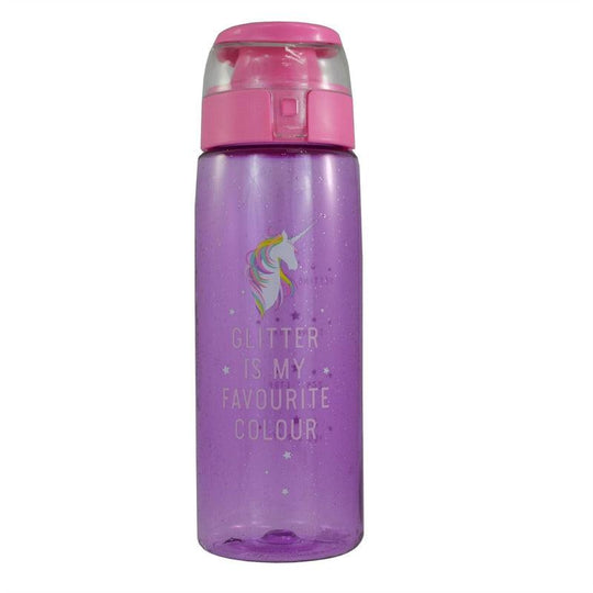 Unicorn Glitter Flip Top Water/Drinking Bottle - Glitter is my Favourite Colour