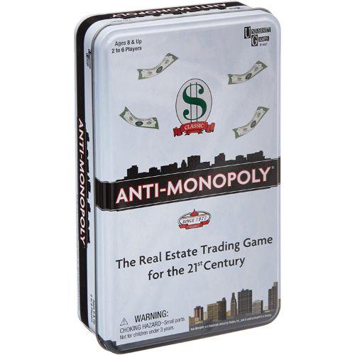 University Games Anti-Monopoly Family Travel Tin Board Game