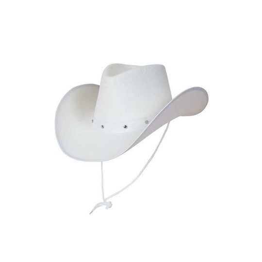 White Texan Cowboy Hat With Studs Western Movie Fancy Dress Costume Accessory