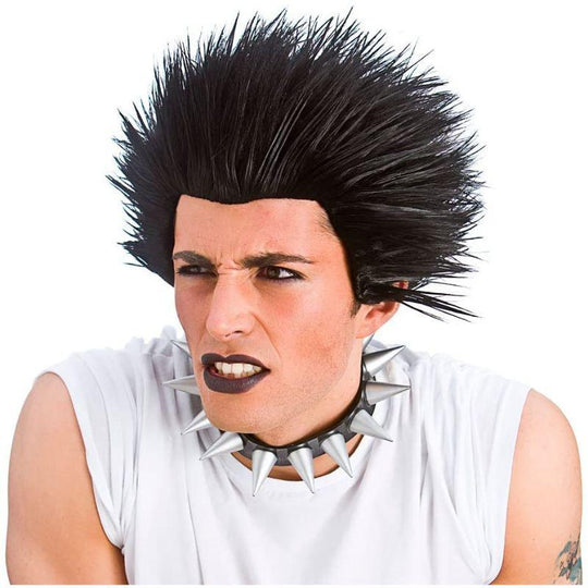 Wicked Costumes Black Spiky Punk Wig Adult Fancy Dress Accessory