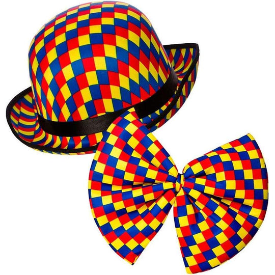 Wicked Costumes Clown Bowler & Bow Tie Set Adult Fancy Dress Accessories
