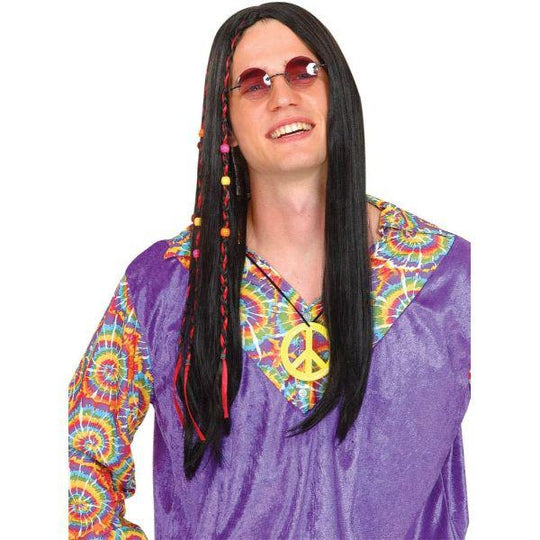 Wicked Costumes Cool Hippie Long Black Wig Adult Fancy Dress Costume Accessory