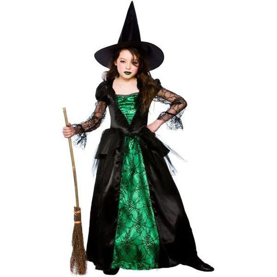 Wicked Costumes Emerald Witch Deluxe Girl's Halloween Fancy Dress Costume