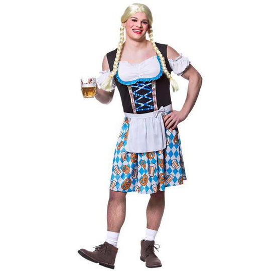 Wicked Costumes Funny Bavarian Beer Girl Men's Oktoberfest Fancy Dress Costume