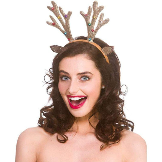 Wicked Costumes Glitter Reindeer Antlers Headband Fancy Dress Accessory