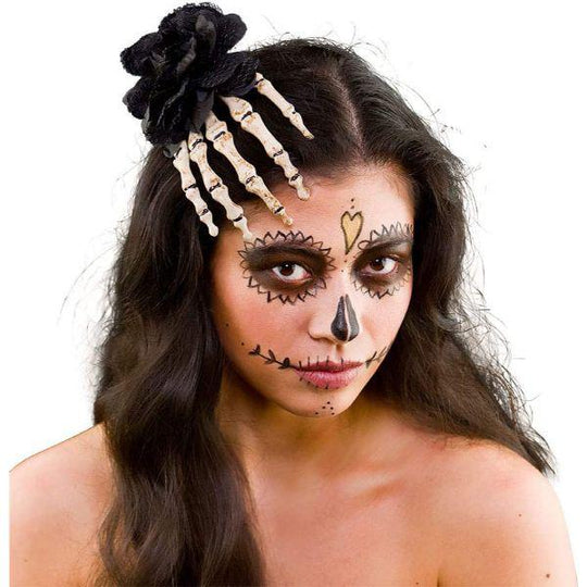 Wicked Costumes Gothic Skeleton Rose Hair Clip Women's Fancy Dress Accessory