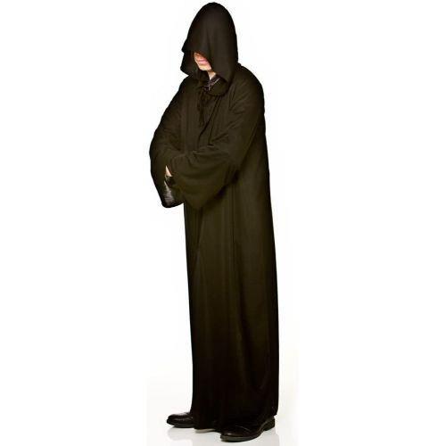 Wicked Costumes Long Black Hooded Robe Men's Fancy Dress Accessory